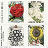 Image of the Sewing Seeds III Sewing Seed Packs White quilting cotton fabric by Lori Holt for Riley Blake Designs. Features patches on a white background. Cute Little Fabric Shop