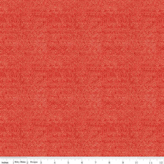 Image of the Sewing Seeds III Stipple Red quilting cotton fabric by Lori Holt for Riley Blake Designs. Features dots on a red background. Cute Little Fabric Shop