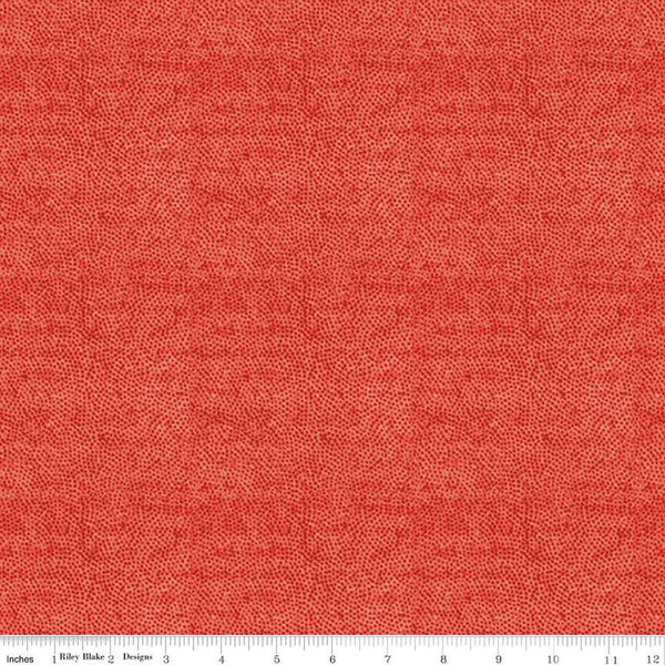 Image of the Sewing Seeds III Stipple Red quilting cotton fabric by Lori Holt for Riley Blake Designs. Features dots on a red background. Cute Little Fabric Shop