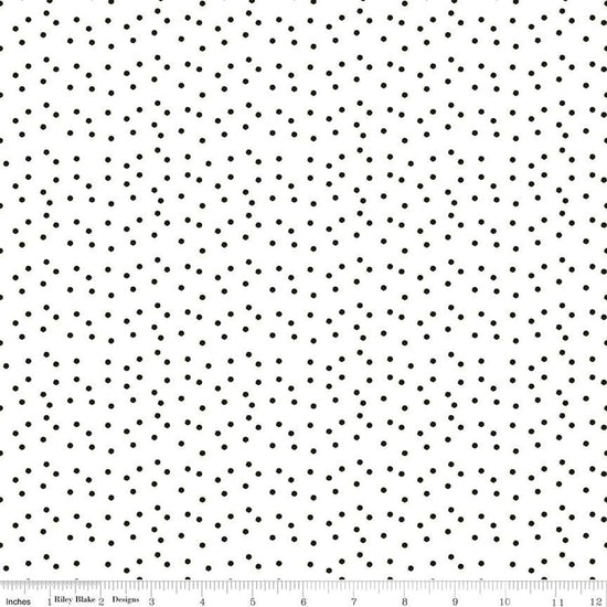 Image of the Sewing Seeds III Seed Dots White quilting cotton fabric by Lori Holt for Riley Blake Designs. Features dots on a white background. Cute Little Fabric Shop