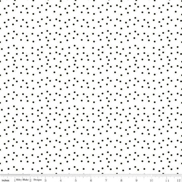 Image of the Sewing Seeds III Seed Dots White quilting cotton fabric by Lori Holt for Riley Blake Designs. Features dots on a white background. Cute Little Fabric Shop