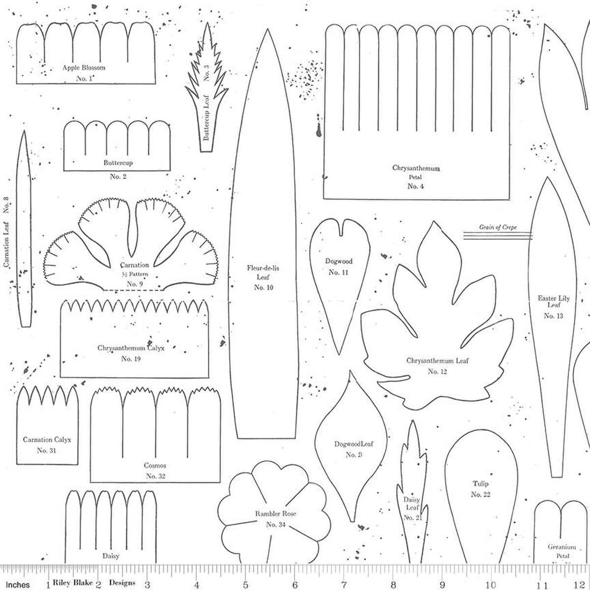 Image of the Sewing Seeds III Posie Patterns White quilting cotton fabric by Lori Holt for Riley Blake Designs. Features flowers on a white background. Cute Little Fabric Shop