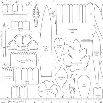 Image of the Sewing Seeds III Posie Patterns White quilting cotton fabric by Lori Holt for Riley Blake Designs. Features flowers on a white background. Cute Little Fabric Shop