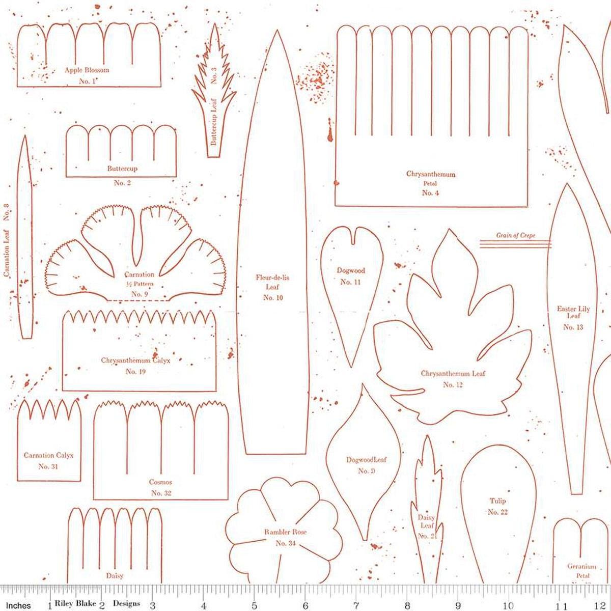 Image of the Sewing Seeds III Posie Patterns Red quilting cotton fabric by Lori Holt for Riley Blake Designs. Features flowers on a red background. Cute Little Fabric Shop