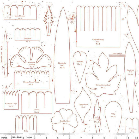 Image of the Sewing Seeds III Posie Patterns Red quilting cotton fabric by Lori Holt for Riley Blake Designs. Features flowers on a red background. Cute Little Fabric Shop