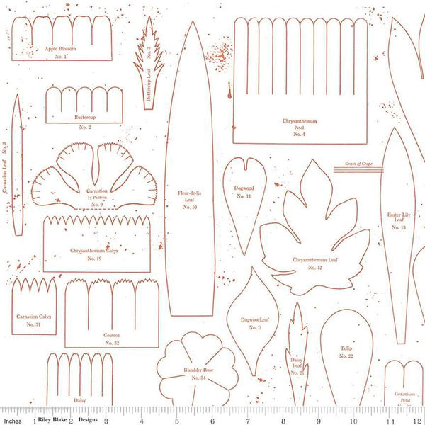 Image of the Sewing Seeds III Posie Patterns Red quilting cotton fabric by Lori Holt for Riley Blake Designs. Features flowers on a red background. Cute Little Fabric Shop
