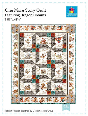 Image of the One More Story quilt pattern by Poor House Quilt Designs for QT Fabrics. Features dragons on a quilt. 
Cute Little Fabric Shop