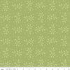 Image of the Sewing Seeds III Seed Packs Toss Green quilting cotton fabric by Lori Holt for Riley Blake Designs. Features ads on a green background. Cute Little Fabric Shop