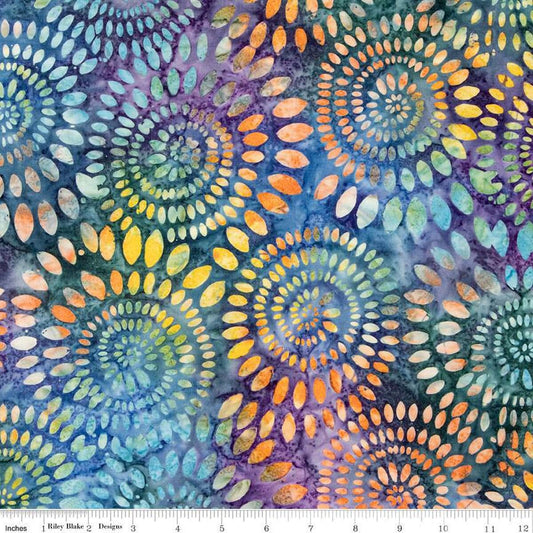 DEAL Batiks Expressions Dahlias BT23010 City Lites - Riley Blake Designs - Hand-Dyed Tjap Print - Quilting Cotton Fabric