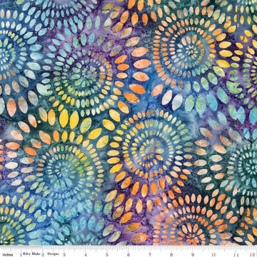 19" End of Bolt - SALE Batiks Expressions Dahlias BT23010 City Lites - Riley Blake Designs - Hand-Dyed Tjap Print - Quilting Cotton Fabric