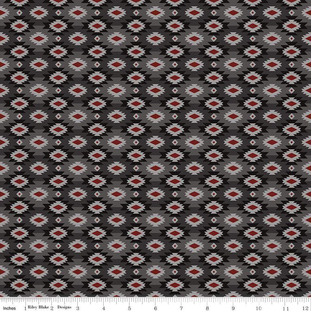 Image of the Pine Grove Geometric Gray quilting cotton fabric by Riley Blake Designs. Features geometric on a gray background. Cute Little Fabric Shop
