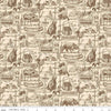 Image of the Pine Grove Outlines Putty quilting cotton fabric by Riley Blake Designs. Features icons on a cream background. Cute Little Fabric Shop