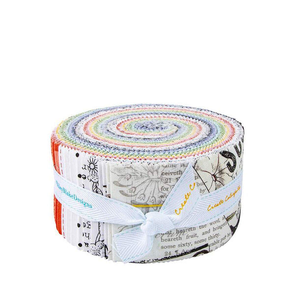 Image of the Sewing Seeds III Rolie Polie for Riley Blake Designs. Features a fabric with a girl ironing on a light blue background at the front. 
Cute Little Fabric Shop