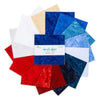 Image of the Expressions Batiks Hand-Dyes Freedom Flair 5 inch stacker by Riley Blake Designs. Features patriotic colored fabric.
Cute Little Fabric Shop