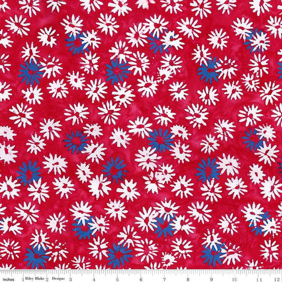 Image of the Expressions Batiks Let Freedom Reign Fireworks quilting cotton fabric by Riley Blake Designs. Features patriotic fabrics. 
Cute Little Fabric Shop