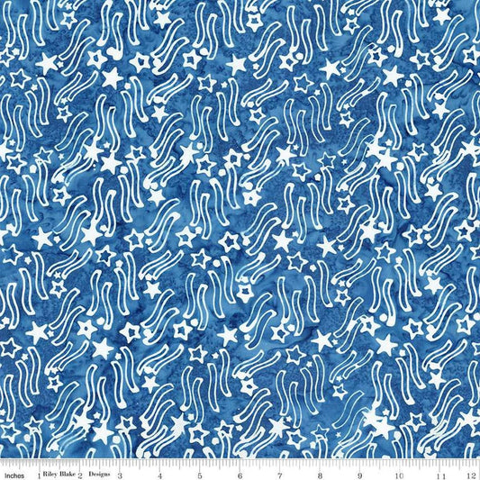 Image of the Expressions Batiks Let Freedom Reign Lapis quilting cotton fabric by Riley Blake Designs. Features patriotic fabrics. 
Cute Little Fabric Shop