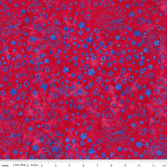 Image of the Expressions Batiks Let Freedom Reign Fireworks quilting cotton fabric by Riley Blake Designs. Features patriotic fabrics. 
Cute Little Fabric Shop