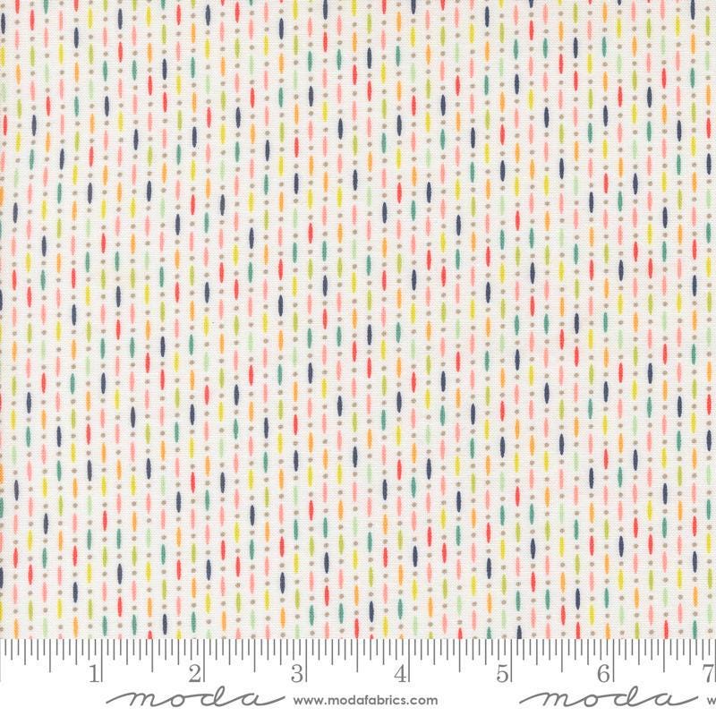 Image of the Raspberry Summer Beaded Cloud quilting cotton fabric by Sherri & Chelsi for Moda Fabrics. Features lines on a white background. Cute Little Fabric Shop