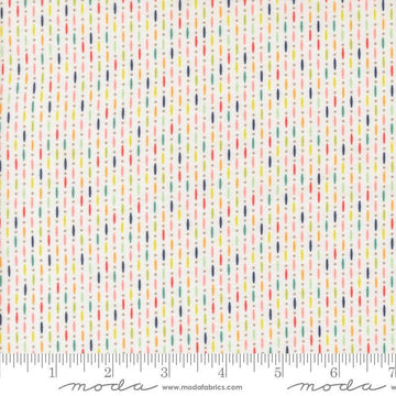 Image of the Raspberry Summer Beaded Cloud quilting cotton fabric by Sherri & Chelsi for Moda Fabrics. Features lines on a white background. Cute Little Fabric Shop