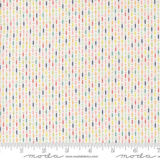 Image of the Raspberry Summer Beaded Cloud quilting cotton fabric by Sherri & Chelsi for Moda Fabrics. Features lines on a white background. Cute Little Fabric Shop