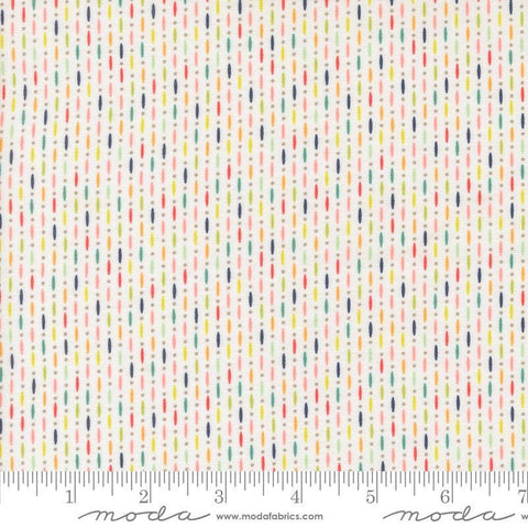 Image of the Raspberry Summer Beaded Cloud quilting cotton fabric by Sherri & Chelsi for Moda Fabrics. Features lines on a white background. Cute Little Fabric Shop