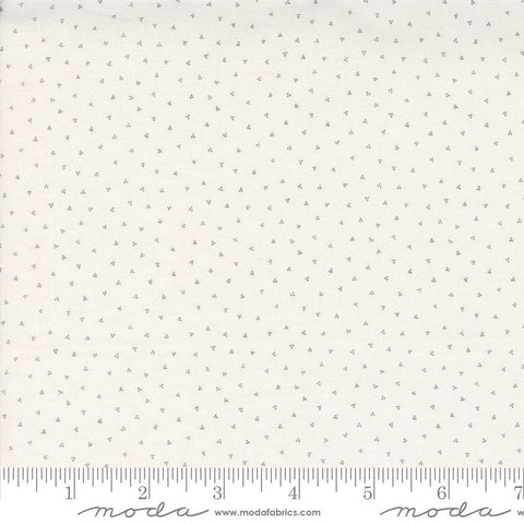 Image of the Itty Bitty Background Gatherings Dot Grey quilting cotton fabric by Moda Fabrics. Features dots on a grey background. Cute Little Fabric Shop