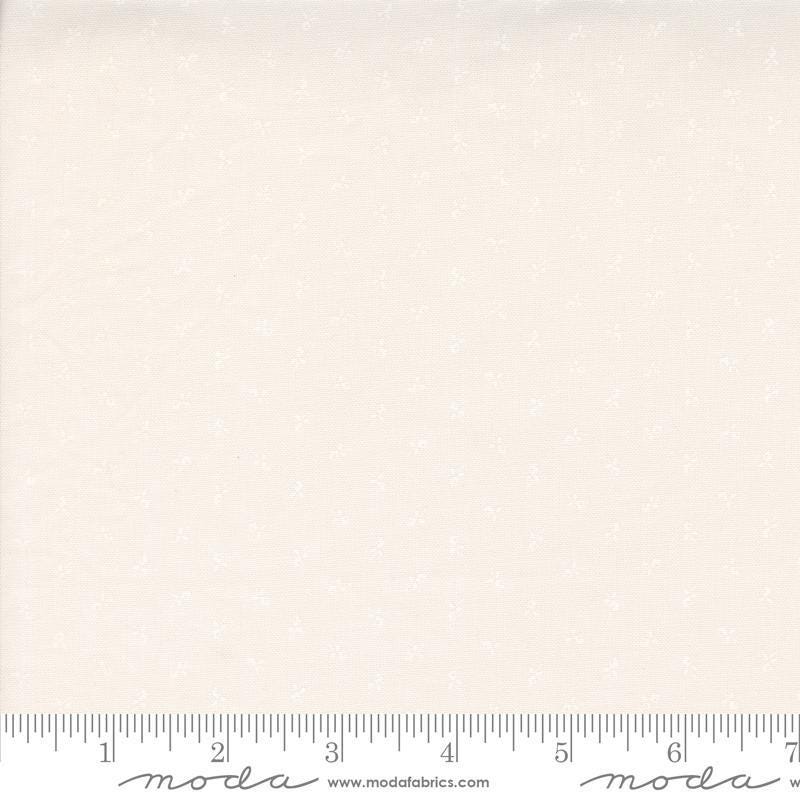 Image of the Itty Bitty Background Gatherings Tiny Off White quilting cotton fabric by Moda Fabrics. Features flowers on a white background. Cute Little Fabric Shop