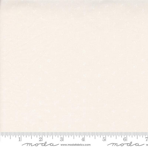 Image of the Itty Bitty Background Gatherings Tiny Off White quilting cotton fabric by Moda Fabrics. Features flowers on a white background. Cute Little Fabric Shop
