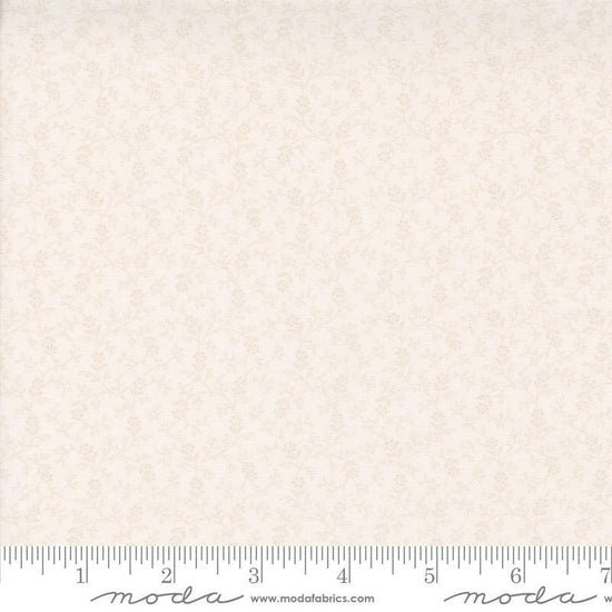 Image of the Itty Bitty Background Gatherings Flowers Off White quilting cotton fabric by Moda Fabrics. Features vines on a off white background. Cute Little Fabric Shop