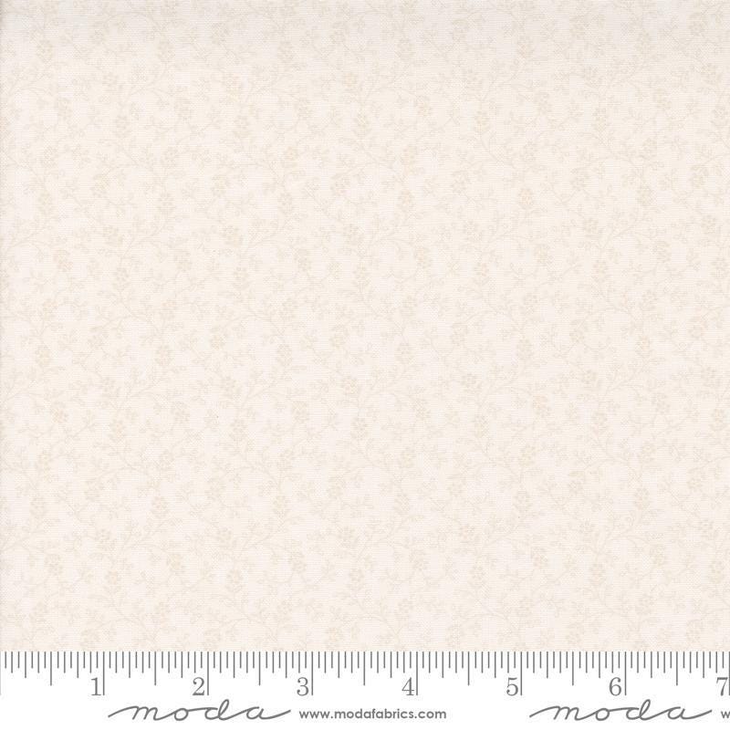 Image of the Itty Bitty Background Gatherings Flowers Off White quilting cotton fabric by Moda Fabrics. Features vines on a off white background. Cute Little Fabric Shop