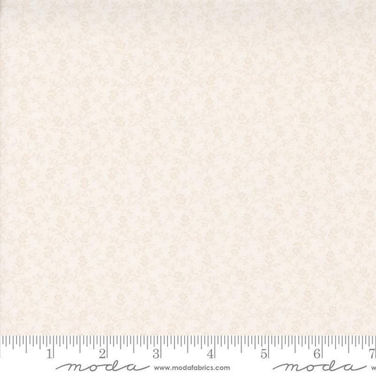 Image of the Itty Bitty Background Gatherings Flowers Off White quilting cotton fabric by Moda Fabrics. Features vines on a off white background. Cute Little Fabric Shop