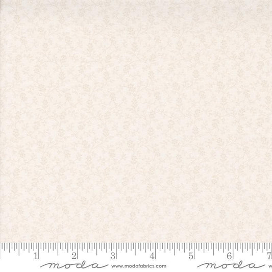 Image of the Itty Bitty Background Gatherings Flowers Off White quilting cotton fabric by Moda Fabrics. Features vines on a off white background. Cute Little Fabric Shop