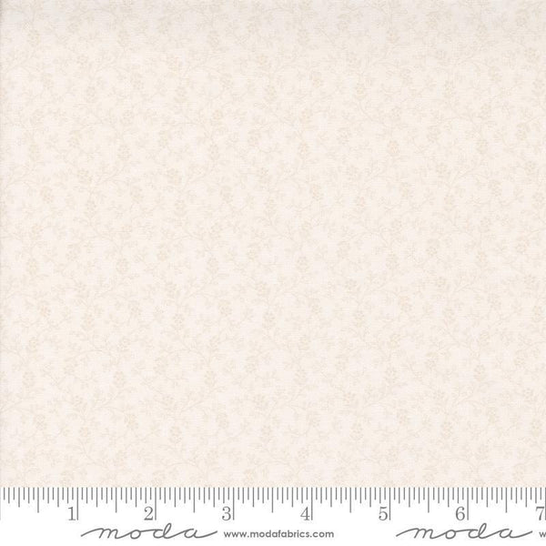 Image of the Itty Bitty Background Gatherings Flowers Off White quilting cotton fabric by Moda Fabrics. Features vines on a off white background. Cute Little Fabric Shop
