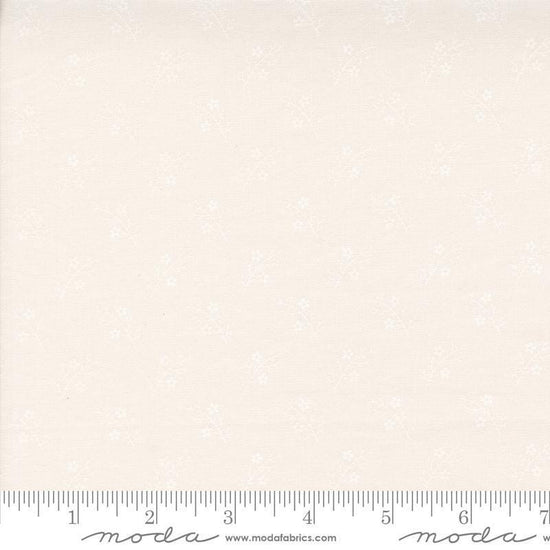 Image of the Itty Bitty Background Gatherings Branches Off White Wh quilting cotton fabric by Moda Fabrics. Features vines on a white background. Cute Little Fabric Shop