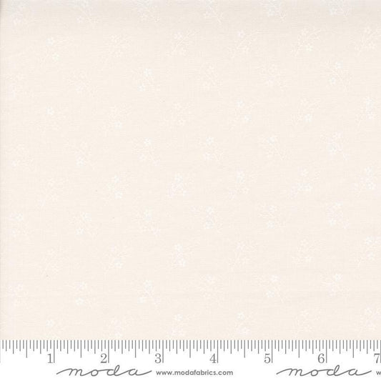 Image of the Itty Bitty Background Gatherings Branches Off White Wh quilting cotton fabric by Moda Fabrics. Features vines on a white background. Cute Little Fabric Shop
