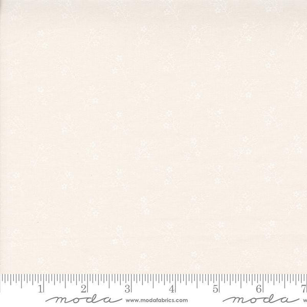 Image of the Itty Bitty Background Gatherings Branches Off White Wh quilting cotton fabric by Moda Fabrics. Features vines on a white background. Cute Little Fabric Shop