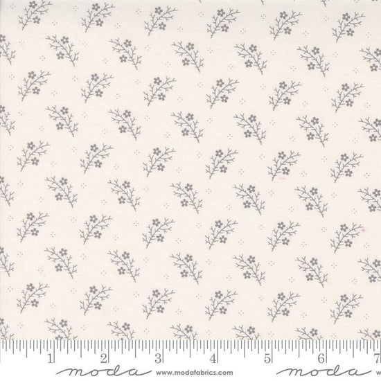 Image of the Itty Bitty Background Gatherings Branches Grey quilting cotton fabric by Moda Fabrics. Features vines on a gray background. Cute Little Fabric Shop