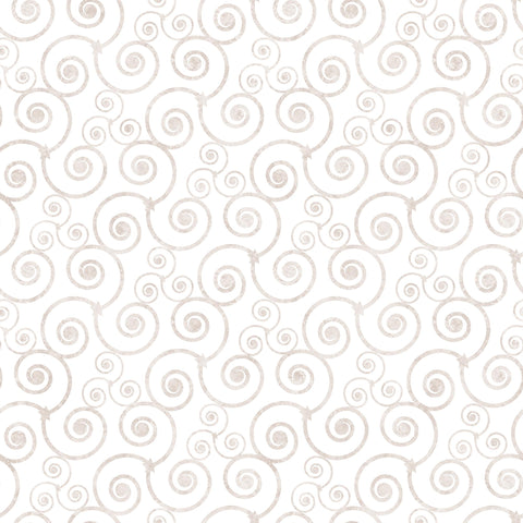 Image of the Night Flight Mosaic White quilting cotton fabric by Morris Creative Group for QT Fabrics. Features swirls on a white background. Cute Little Fabric Shop