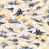 Image of the Patriot Fighter Jets Cream quilting cotton fabric by QT Fabrics. Features planes on a cream background. Cute Little Fabric Shop