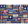 Image of the Patriot Patriotic Text Multi quilting cotton fabric by QT Fabrics. Features icons on a navy background. Cute Little Fabric Shop