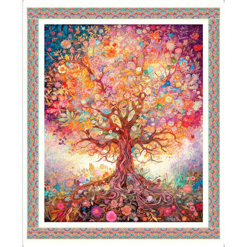 Image of the Spring Bling Tree Panel by QT Fabrics. Features a large tree on a panel. 
Cute Little Fabric Shop
