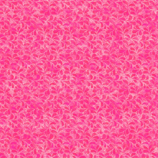 Image of the Spring Bling Leaf Tonal Bubblegum quilting cotton fabric. Features leaves on a pink background. Cute Little Fabric Shop