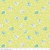 Image of the Forever Neverland Tink Lemongrass quilting cotton fabric by Jill Howarth for Riley Blake Designs. Features tinks on a yellow background. Cute Little Fabric Shop
