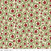Image of the Up on the Housetop Star Wreaths Snowflake quilting cotton fabric by Riley Blake Designs. Features stars inside of a pine needle wreath on a cream background. 
Cute Little Fabric Shop