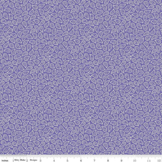 Image of the Vibrance Paisley Periwinkle quilting cotton fabric by Leslie Ryan for Riley Blake Designs. Features flowers on a purple background. Cute Little Fabric Shop