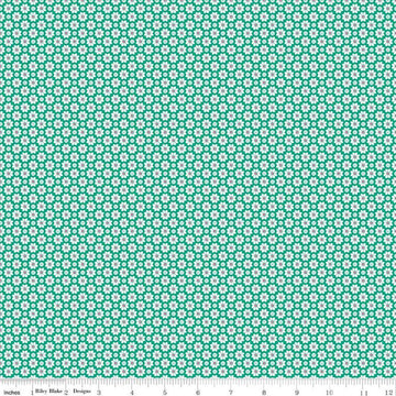 Image of the Vibrance Flowers Vivid quilting cotton fabric by Leslie Ryan for Riley Blake Designs. Features shapes on a blue background. Cute Little Fabric Shop