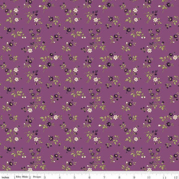 20 " End of Bolt - Anne of Green Gables Stems C13854 Orchid - Riley Blake Designs -Floral Leaves - Quilting Cotton Fabric - Licensed Product