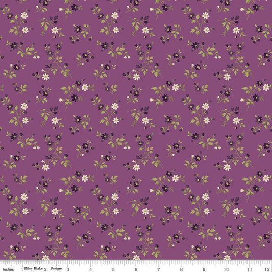 20 " End of Bolt - Anne of Green Gables Stems C13854 Orchid - Riley Blake Designs -Floral Leaves - Quilting Cotton Fabric - Licensed Product