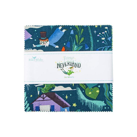 Image of the Forever Neverland fat quarter bundle by Jill Howarth for Riley Blake Designs. Features peter pan themed fabrics. 
Cute Little Fabric Shop