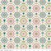 Image of the Piece & Plenty Spring Charm Lagoon wide back quilting cotton fabric by Lori Holt for Riley Blake Designs. Features floral fabrics on a cream background. 
Cute Little Fabric Shop